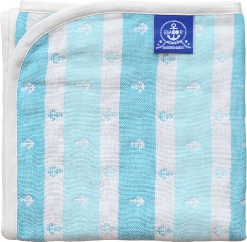 エムール ベビー用 ガーゼケット 90×120cm イカリボーダー 日本製 アクアブルー [Baby Product],出産祝い,タオルケット,