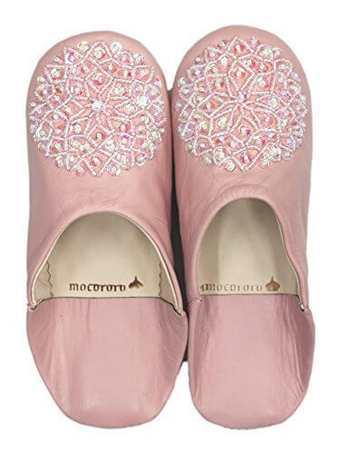 mocororo luxe モロッコ バブーシュ （キッズサイズ）本革 子供用 ルームシューズ スリッパ babouche L(~21cm),ビーズ・ピンク,キッズ,ルームシューズ,