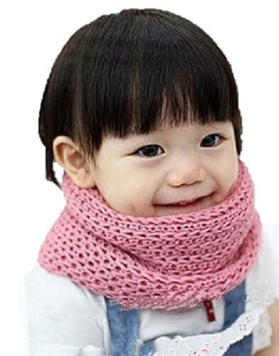 手編み風 キッズ ネックウォーマー 首もと あったか 子供用 防寒対策 （ピンク）,キッズ,ネックウォーマー,