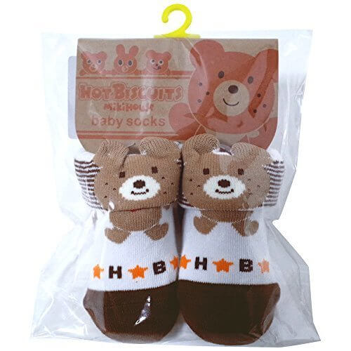 ミキハウス ホットビスケッツ(MIKIHOUSE HOT BISCUITS) キャラクター・ベビーソックス 9-10cm 茶,出産祝い,靴下,