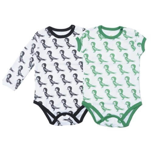 Mademoiselle papillon ベビー ロンパース 肌着 半袖＆長袖 スワロー 2枚組 【ブラックグリーン:80】,出産祝い,ロンパース,