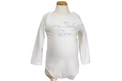 baby Dior（ベビーディオール） ロンパス 長袖 オフホワイト×ブルーロゴ 3M 【並行輸入品】,出産祝い,ロンパース,