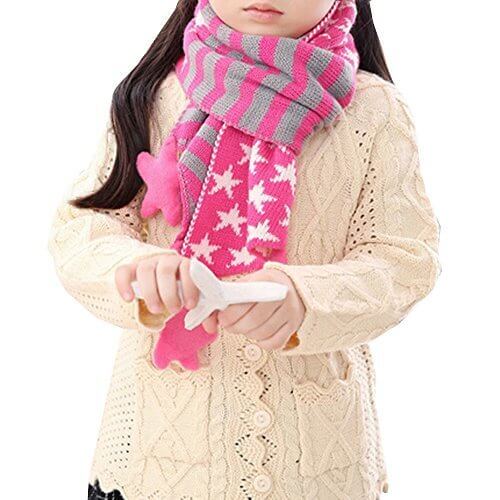 (アニヴェール) Anniverl キッズ 子供 マフラー おしゃれ かわいい 星柄 スター ストライプ ピンク,子ども,マフラー,