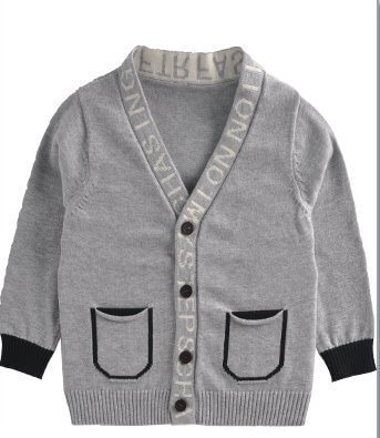 ルル屋 キッズ 子供 シンプルVネックリブカーディガン ニット カーディガン セーター（グレー） (80cm),子供,ニット,帽