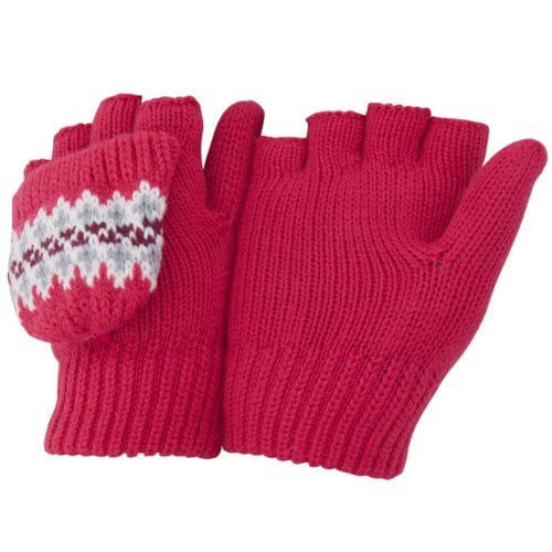 キッズ・子供・ジュニア ガールズ 指きり手袋(カバー付) フィンガーカットグローブ 女の子 (ワンサイズ) (ピンク),キッズ,手袋,