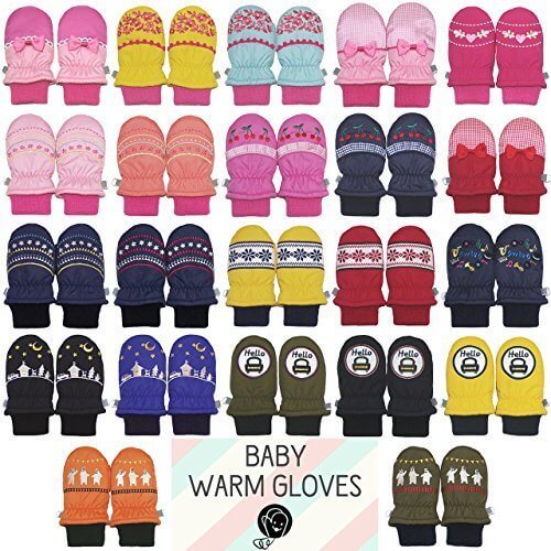 2015-2016　ベビースノーミトン グローブ 手袋 WARM GLOVES Baby Mitten 1-2才 3-4才 R　くるまアップリケ-km76　イエロー◇3-4才,キッズ,手袋,