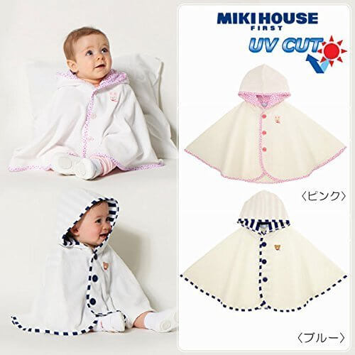 MIKIHOUSE FIRST(ミキハウスファースト)マリン＆小花柄パイル素材の爽やかポンチョ フリー(70-90cm),ピンク（０８）,子供用,ポンチョ,