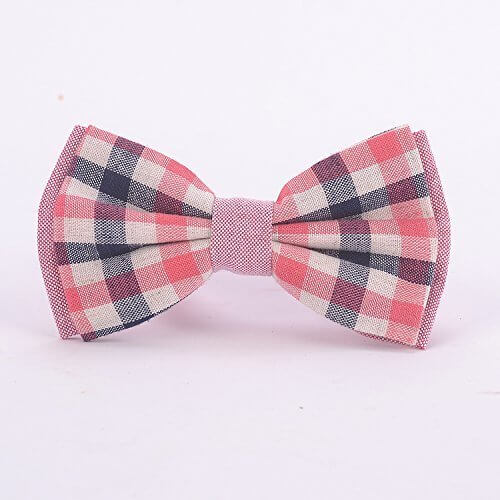 (ノーブランド） 蝶ネクタイ ピンク チェック ストライプ チェック 二枚羽　ワンタッチ 簡単 メンズ かっこいい オシャレ　結婚式 二次会 キッズ MS0046-FNM,キッズ,ネクタイ,