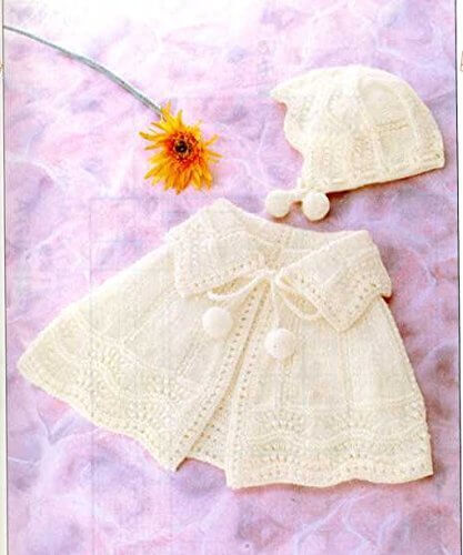 【ハマナカ】かわいい赤ちゃんで編む「おでかけベビー・ケープ＆帽子」編み図付きキット(2番5玉)【ベビーニット】【手編みキット】,ベビー,ニット帽,