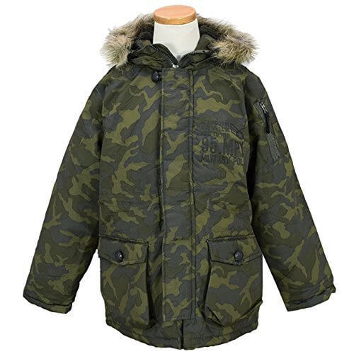 アスナロ（ジャンパー・コート） モッズコート 男の子 ジュニア 中綿入り ジャンパー フード裏ボア160 迷彩,キッズ,モッズコート,