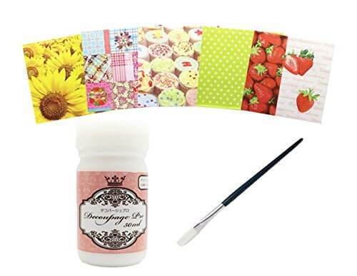 デコパージュプロミニセット　50ml　筆とペーパーナプキン5枚付き　デコパージュ用糊,100均,簡単,デコパージュ