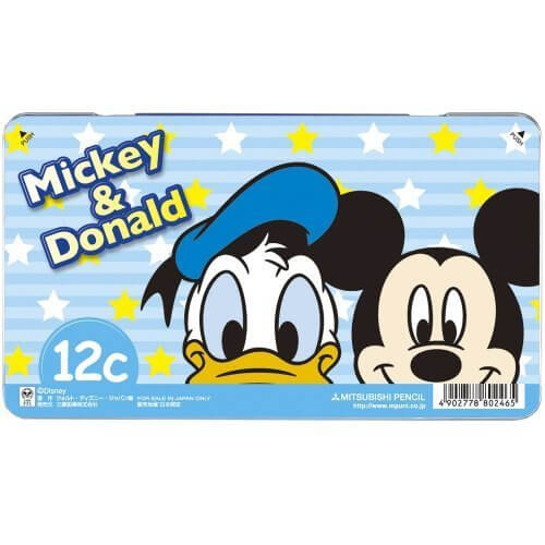 三菱鉛筆 色鉛筆 880級 ミッキー&ドナルド 12色 K88012CMKD,色えんぴつ,