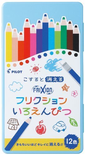 パイロット フリクションいろえんぴつ 12色セット ブル-,色えんぴつ,