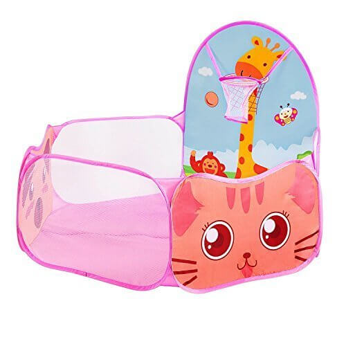 BATTOP キッズボールプール　1.2Mポータブルテント ミニバスケットボールが付き　フープピンク（ボール含まれていません）,ボールプール,家庭用,