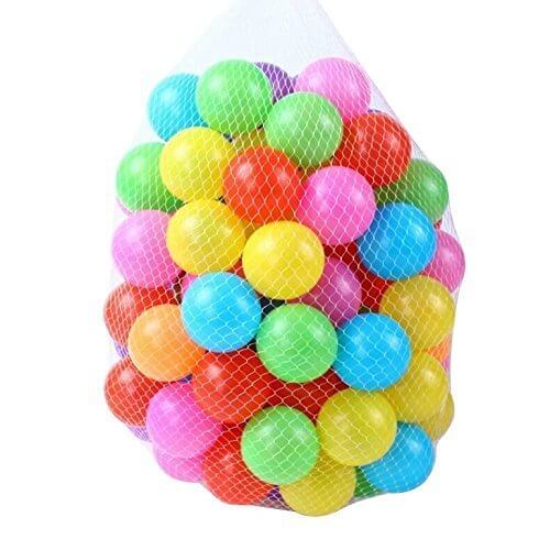 [OneStepAdvance] カラーボール おもちゃボール 7色100個 直径5.5cm やわらかポリエチレン製 収納ネットセット（プール/ボールハウス用）,ボールプール,家庭用,