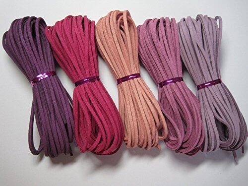 【1ｍ50本セット】　スエード 革ひも　皮ひも 　5色×10本　オリジナル　アクセサリー　チョーカー 皮紐　革紐 (E)　pp,手作り,ブレスレット,