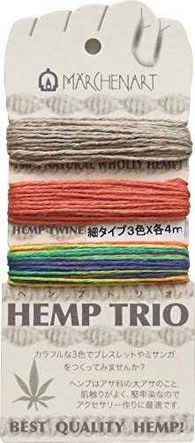 メルヘンアート 麻ひも HEMP TRIO 細 Col.254 レインボー 3色 各4m,手作り,ブレスレット,