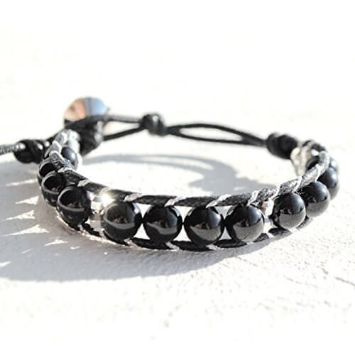 ココロキット c017a 【天然石ビーズキット レディース～メンズサイズ対応】ラップブレスレットの手芸キット[オニキス] ご主人・彼氏への手作りプレゼントに人気！,手作り,ブレスレット,