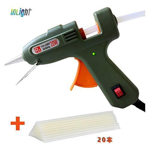 環境にやさしいです20ワット小型グルーガン 溶融グルースティック20本付き(7mm) 高温タイプ DIYのちょっとしたクラフト作成に、またご家庭やオフィス、エレクトロニクス産業で簡単・綺麗に包装や修理ができる弾力性のあるトリガ,リボンゴム,作り方,