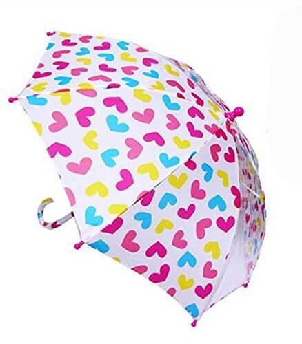子供用傘　 白×カラフルハート柄 ２つ窓　　キッズ傘 こども傘 女の子 通園 通学 入園 入学 雨傘 キッズアンブレラ　幼稚園　保育園　小学校,子ども,傘,