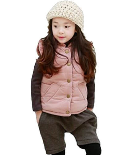 【SEBLES】 ガールズ キュート あったか ピンク ダウン ベスト カジュアル サイズ 100cm ～ 140cm クロスセット (ピンク,130),ダウンべスト,キッズ,