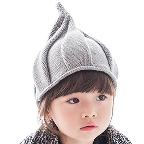 LOTUS LIFE(ロータスライフ) かわいすぎる とんがり ニット帽 キッズ こども 男女兼用 子供 帽子 (グレー),キッズ,ニット,