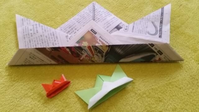 完成した兜 オリジナル,兜,作り方,新聞紙