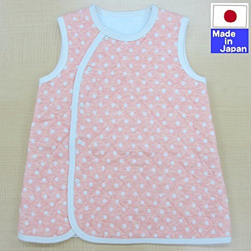 スリーパーにもなる便利な水玉柄ベストキルトロングベスト　日本製 (オレンジ),ベスト,新生児,選び方