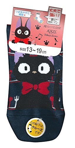 魔女の宅急便 キッズ ジジ スプーン柄 クルー丈 ソックス 13-19cm ネイビー,靴下,キャラクター,