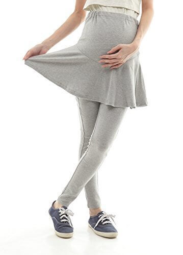 【AMAYA】 マタニティ フレア スカート 付き ストレッチ レギンス （ ウエスト調整ゴム 付き ） (XL, グレー),マタニティ,パンツ,