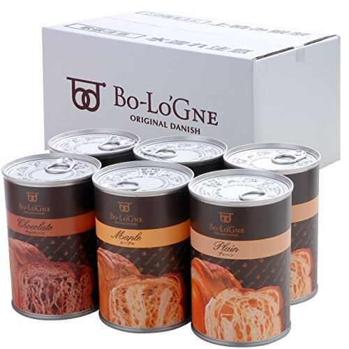 デニッシュパンの缶詰【缶deボローニャ】６缶セット（プレーン・メープル・チョコ各2缶）白箱入り,台風,停電,備え