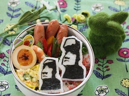 イースターモアイ像のお弁当,キャラ弁,簡単,