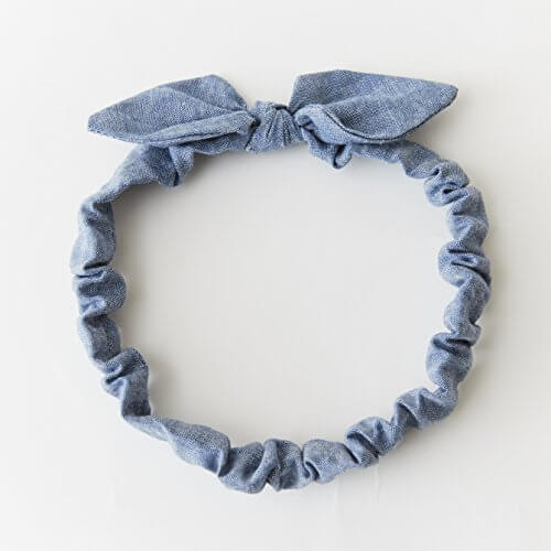 【Tomorrow and Everyday】 ベビー用 デニム風 うさ耳 リボン ヘアバンド （ダンガリー） コットン100％ (40-44cm S, ブルー),デニム,生地,