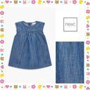 新作 NEXT ネクスト ブルー デニムワンピース ワンピース デニム 無地 ノースリーブ 子供服 ベビー服 女の子 スカート 新生児 0-18ヶ月 ベビーウェア[衣類],デニム,生地,