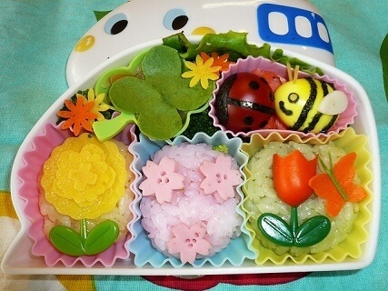 春の花のおかず弁当,キャラ弁,簡単,