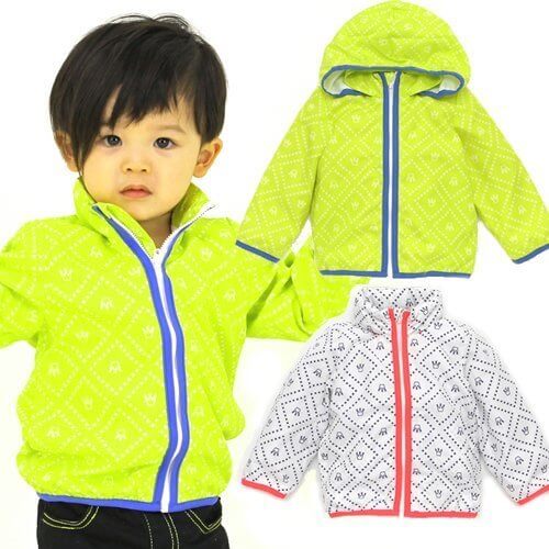 カルディア Caldia スタンドカラー フード付ジップアップ ジャケット（ウィンドブレーカー）王冠 ホワイト,ベビー,ウインドブレーカー,