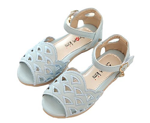 Sta.ANA(サンタ・アナ） レースのようなカッティングが可愛い ビジューチャーム付き オープントゥサンダル 女の子 全3色 5サイズより トドラー キッズ ガールズ (18.5, 青),キッズサンダル,女の子,