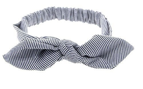 【macaroni（マカロニ）】ベビー・キッズ用　ゴムで柔らか痛くないリボンヘッドバンド (4　ブルーストライプ),ベビー,カチューシャ,