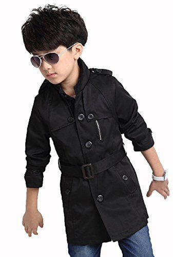 (ベルク)VELUC キッズ アウター カジュアル トレンチコート イケメン お兄系 ブルゾン ジャンバー ジャケット 韓国子供服 男の子 女の子 110/120/130/140/150 (140, ブラック) ~　オリジナルメッセージカードセット　~,キッズ,トレンチコート,