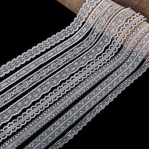 Laribbons 8本セット レース リボン (ホワイト),シュシュ,手作り,