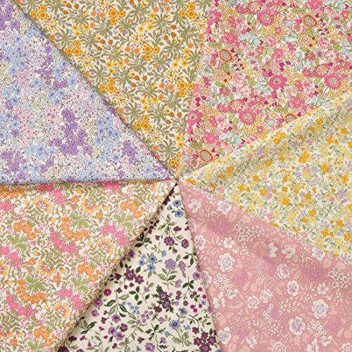 小花柄 カットクロス 福袋 約53cm×28cmが7枚 ブロード綿生地【9884】,シュシュ,手作り,