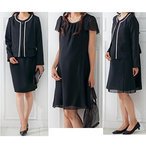 (ニッセン) nissen 【 マタニティ 授乳服 産前 産後 授乳口付 】 ３点セット （ ジャケット ＋ スカート ＋ 授乳 ワンピース ）( フォーマル セミフォーマル 学校行事 通勤 結婚式 お呼ばれ お宮参り 七五三 帰省 ) 黒 マタニティ4L,入園式,ママ,おしゃれ