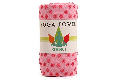 OHplus(オーエイチプラス) ヨガタオル ヨガラグ 吸水 速乾性 滑り止め付き【メッシュバッグ付き】 [ピンク],マタニティヨガ,