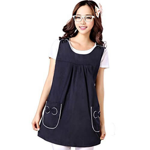 電磁波カットワンピース　電磁波防止エプロン　電磁波対策　電磁波ケア　マタ二ティウエア　妊婦服　電磁波にお悩みの妊婦にピッタリ 紺色 (L),マタニティ,事務服,