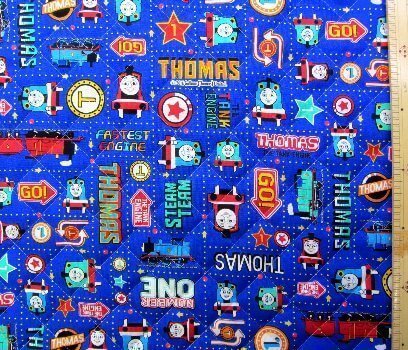 ＜Ｑキャラクター・キルティング生地＞機関車トーマス（紺）＃５５,キャラクター,生地,