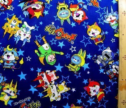 妖怪ウォッチ（紺）＃１９（ビニールコーティング・ラミネート生地）,キャラクター,生地,