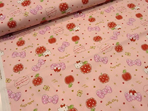 キティ アップル うすピンク オックス生地 【最低50cm以上10cm単位です】 |キャラクター|生地|布|入園入学|,キャラクター,生地,