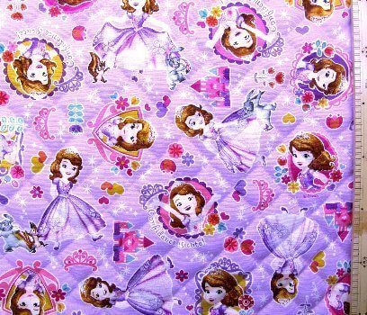 ＜Ｑキャラクター・キルティング生地＞ちいさなプリンセス・ソフィア（パープル）＃８,キャラクター,生地,
