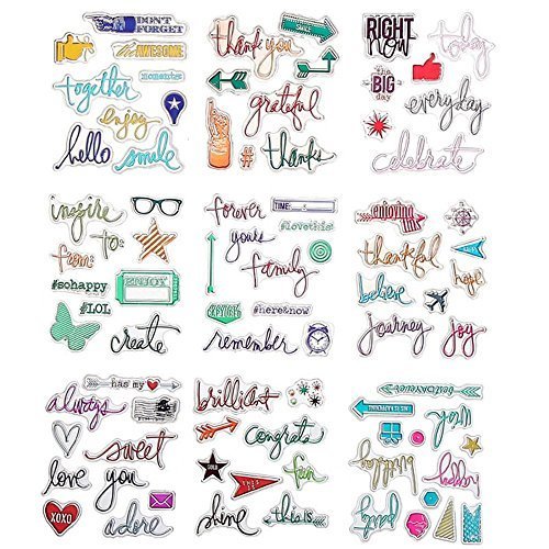 CCINEE 　クリアスタンプ（小型）　面白い DIY道具　透明印章　9個セット（贈り物：アクリル板）,手作り,アルバム,