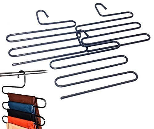 【KUENTAI】S字型 スラックス ハンガー 1本でクローゼットすっきり しわになりにくい パンツ ズボン スカート 整理整頓 収納 衣類 (3本),子供服,収納,